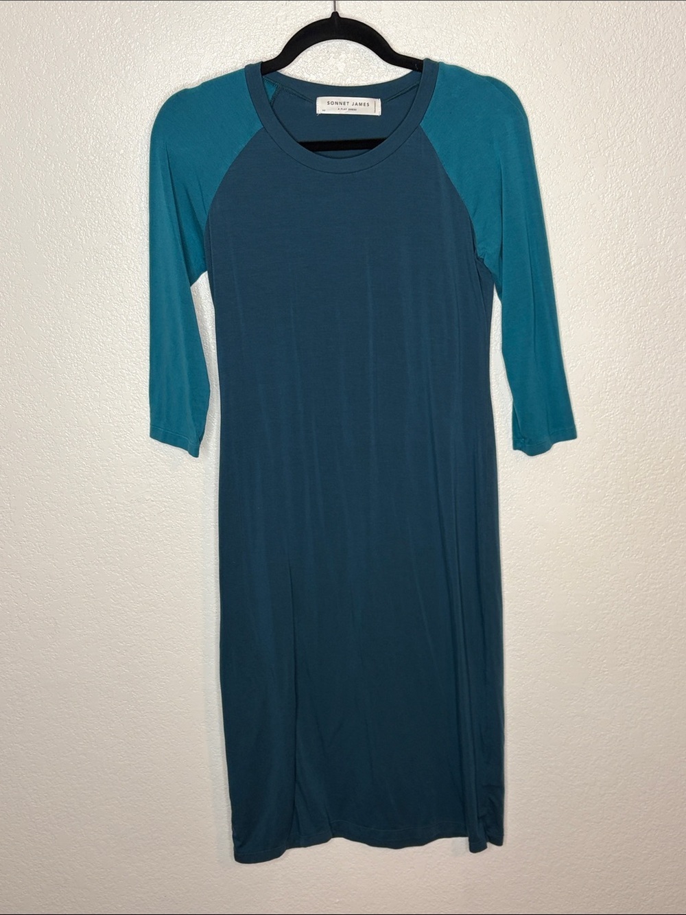 Sonnet James Teal & Blue Quincey Raglan Sleeve MIDI Dress Size XS